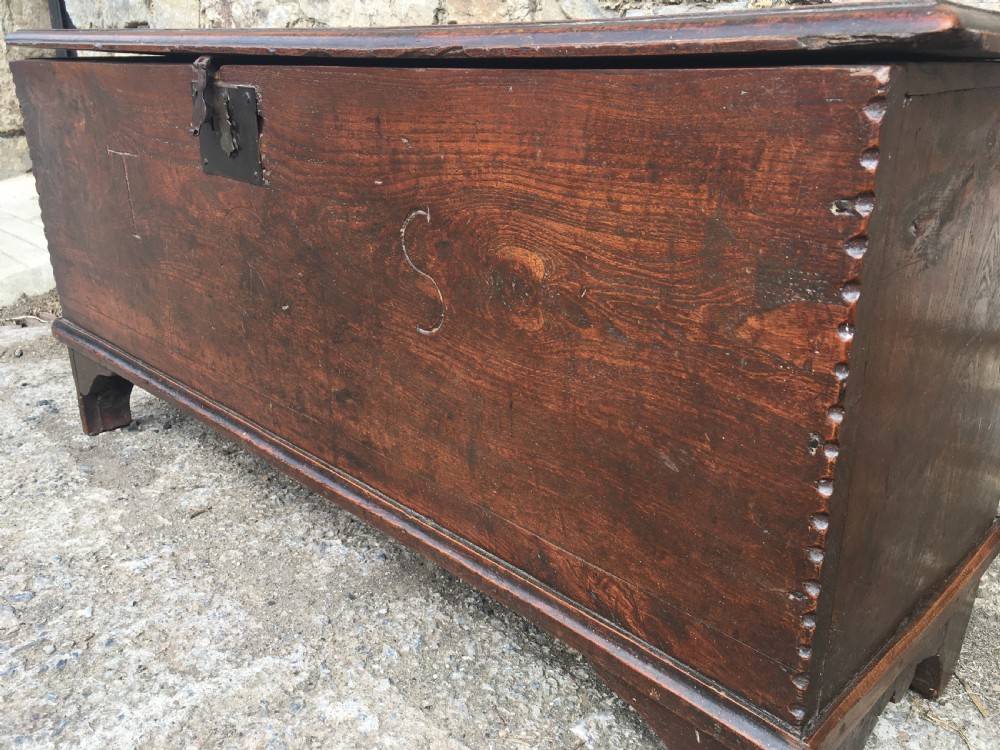 Antique 18th Century Elm and Pine Sword Chest Coffer View XI