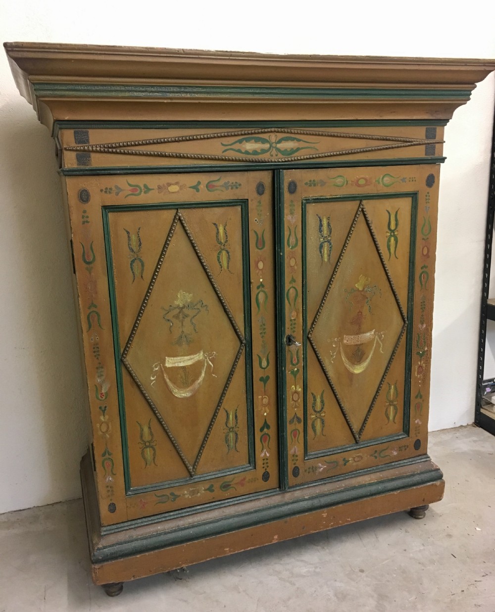 Antique Painted Cupboard El Rico Habana Cigars View II