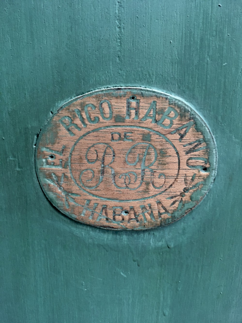 Antique Painted Cupboard El Rico Habana Cigars View IX