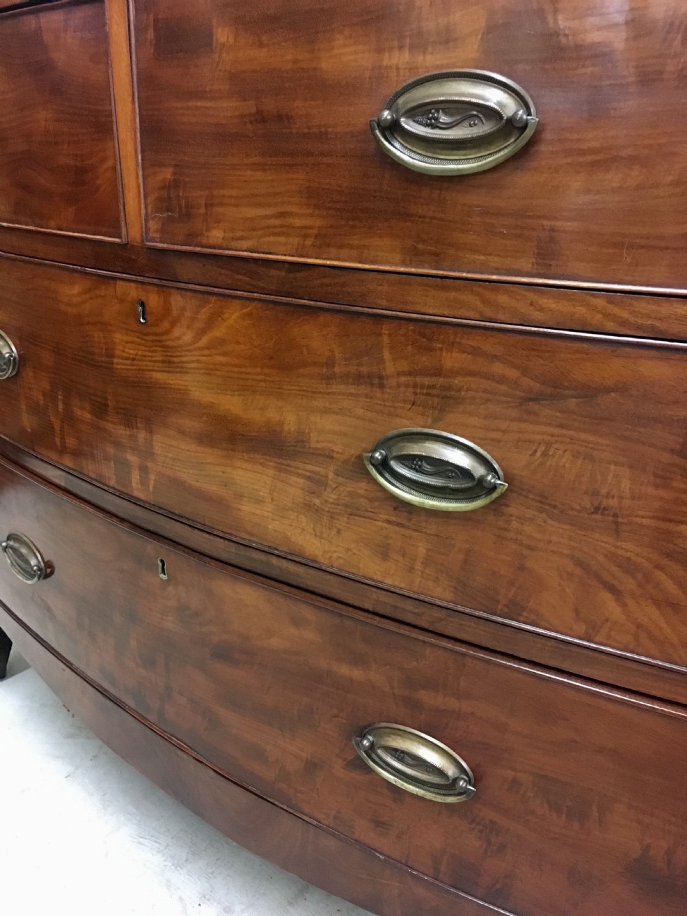 Georgian Mahogany Bow Fronted Chest of Drawers View V