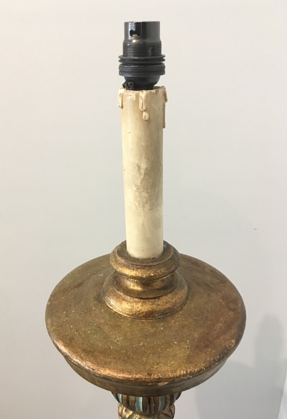 Antique Painted Carved Wooden Standard Lamp View V