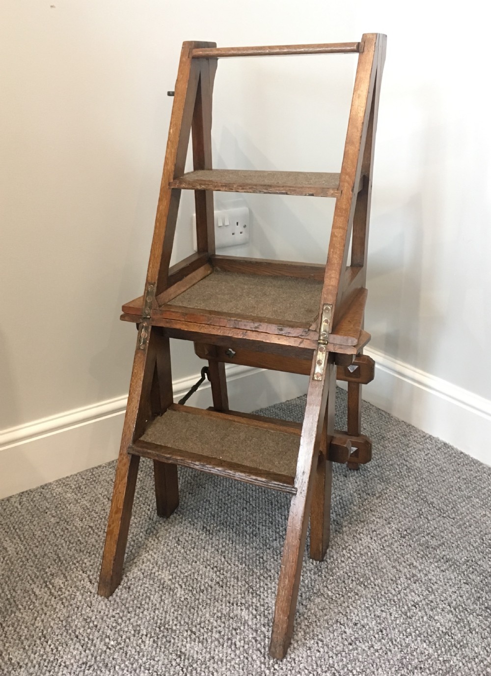 Antique Victorian Oak Metamorphic Library Step Chair