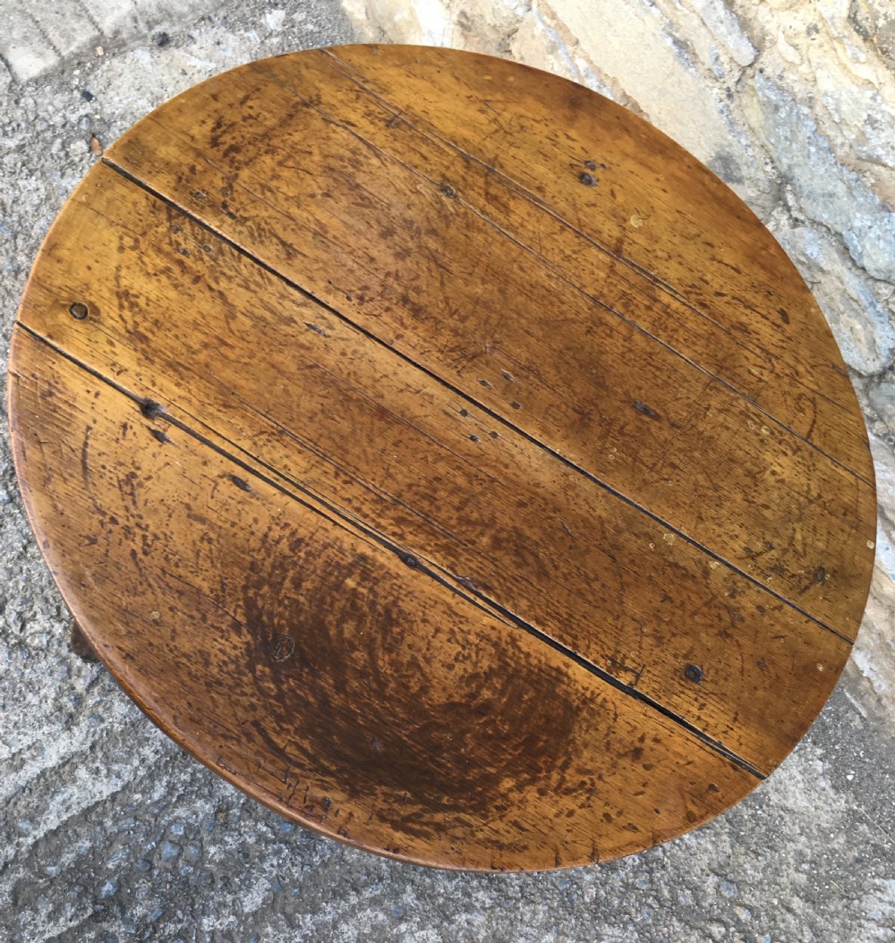 Antique Early 19th Century Pine and Elm Cricket Table View III