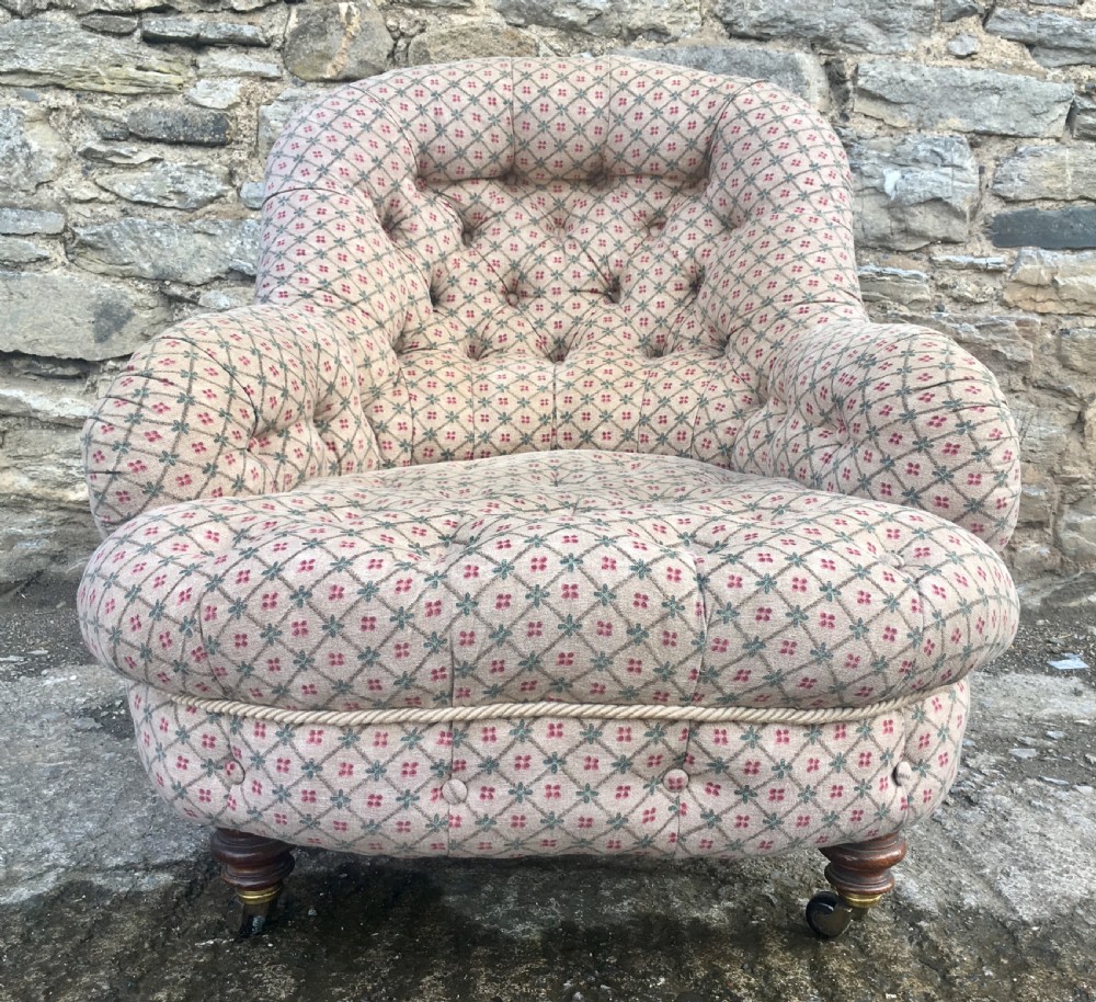Antique Victorian Buttoned Nursing Tub Chair  View V