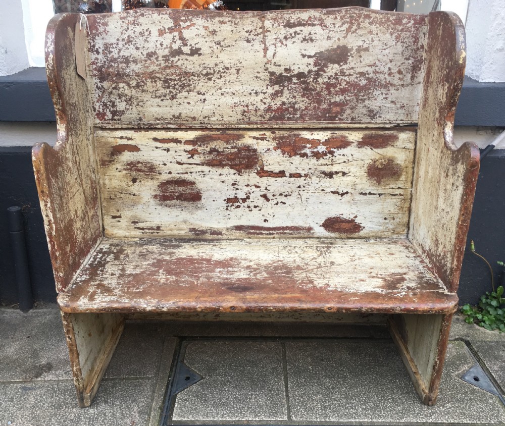 Antique 18th Century Primitive Childs Settle in Original Paint