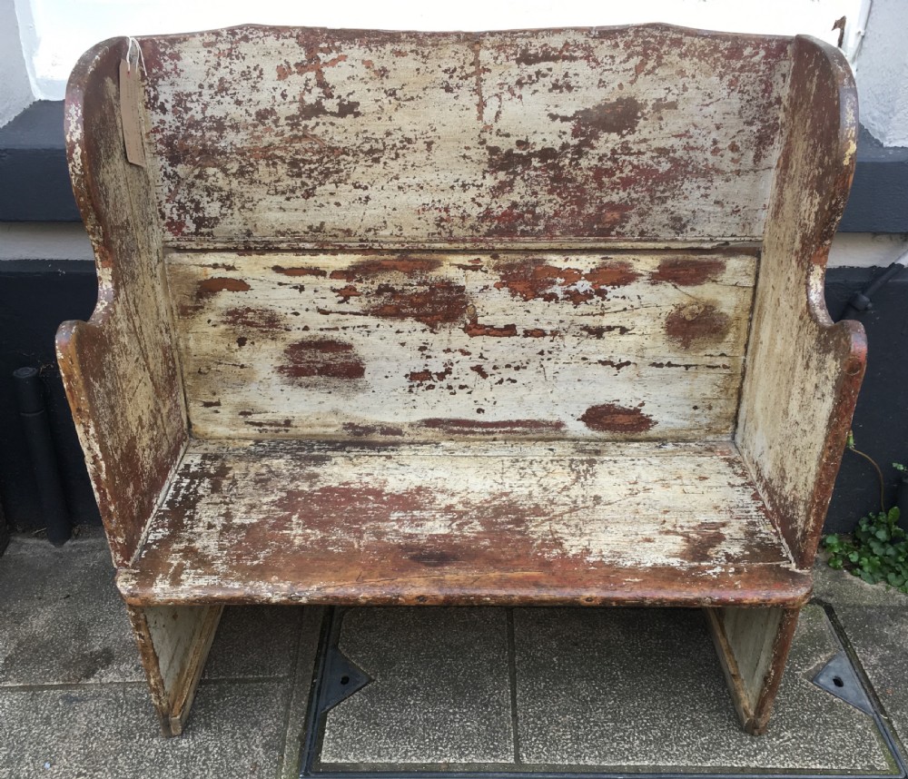 Antique 18th Century Primitive Childs Settle in Original Paint View IV