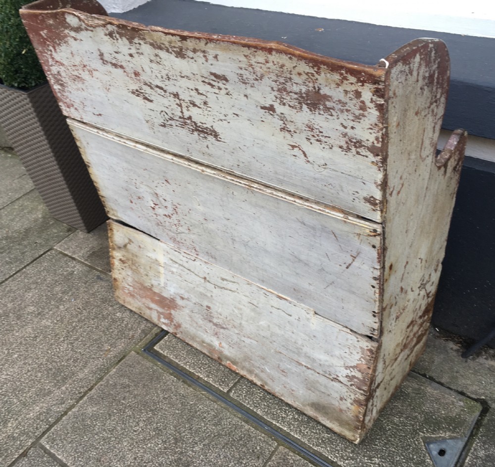 Antique 18th Century Primitive Childs Settle in Original Paint View VII
