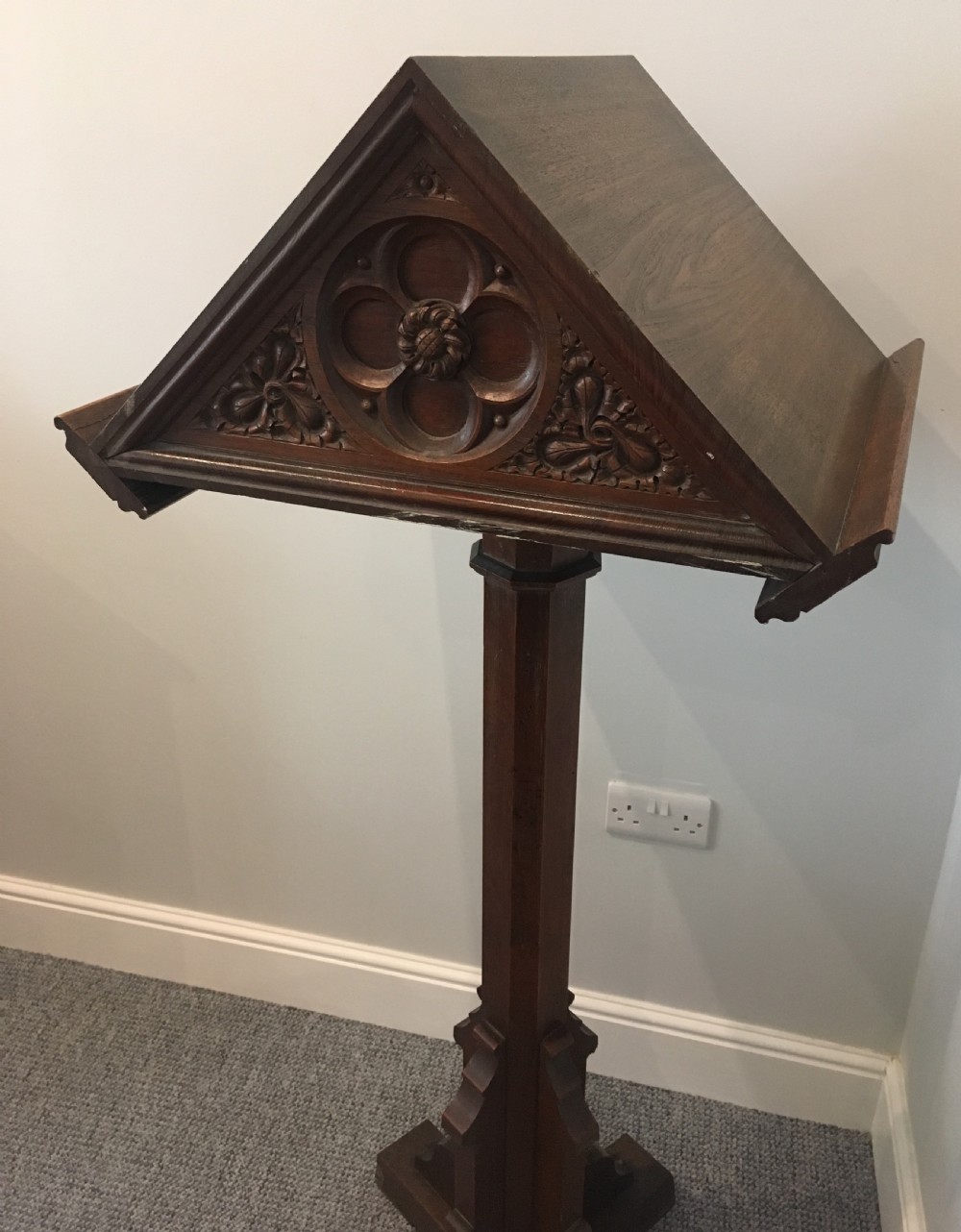 Antique Gothic Oak Double Sided Church Lectern  View III