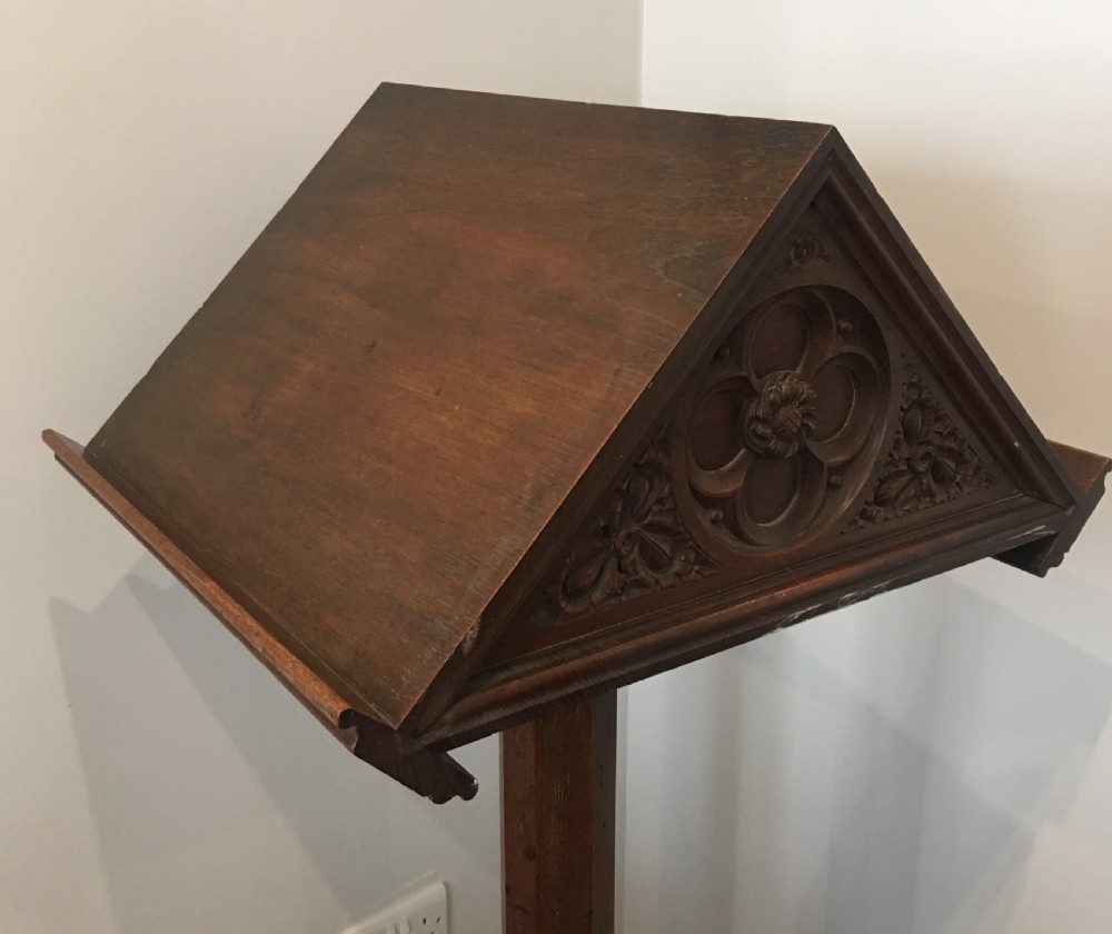 Antique Gothic Oak Double Sided Church Lectern  View VI