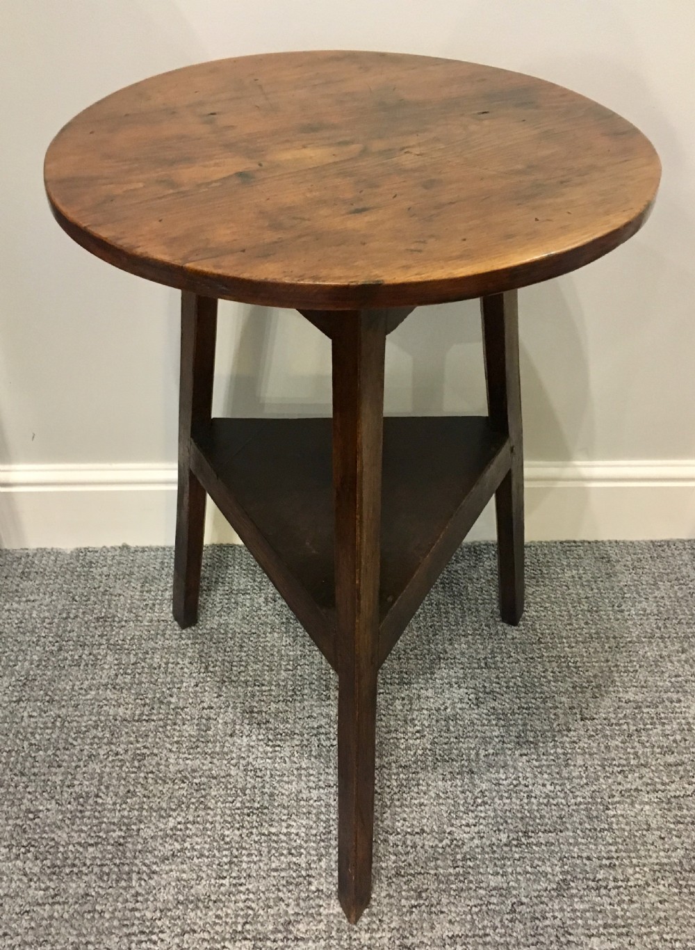 Small Antique Pine and Oak Cricket Table