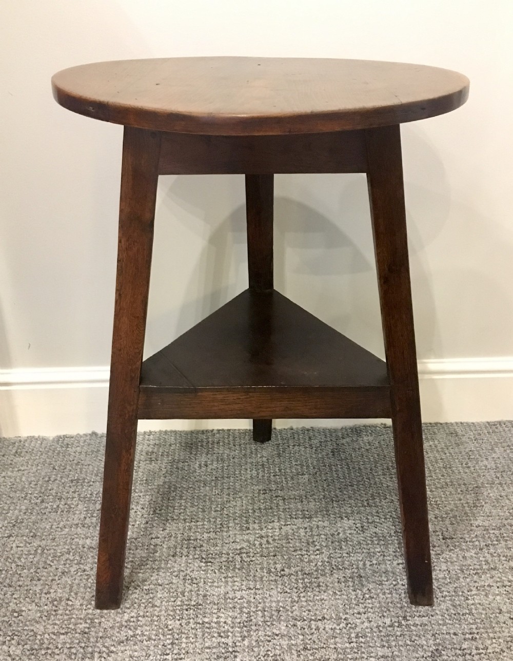 Small Antique Pine and Oak Cricket Table View II
