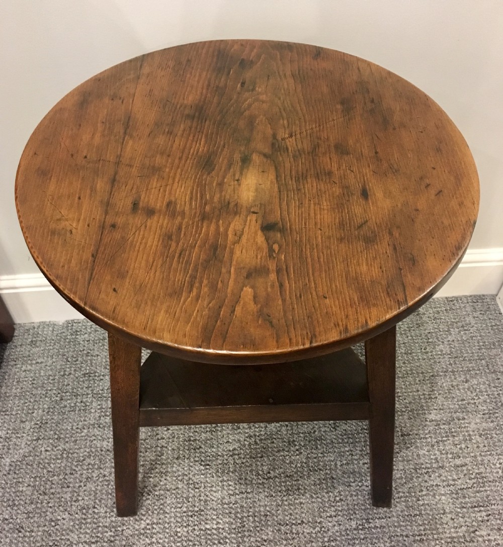 Small Antique Pine and Oak Cricket Table View III