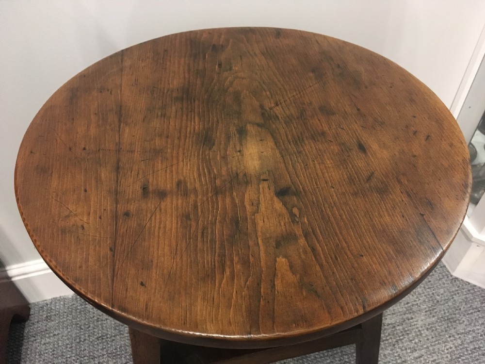 Small Antique Pine and Oak Cricket Table View IV
