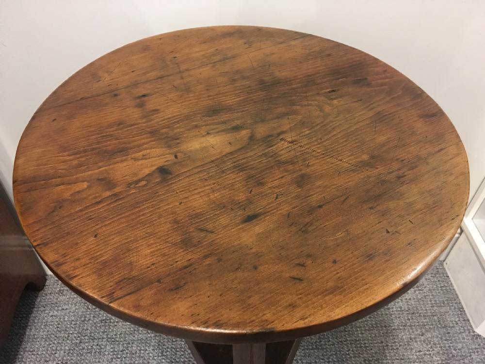 Small Antique Pine and Oak Cricket Table View IX