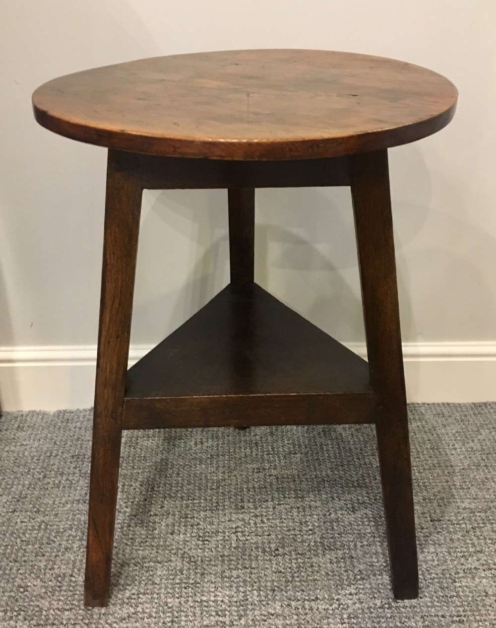 Small Antique Pine and Oak Cricket Table View X