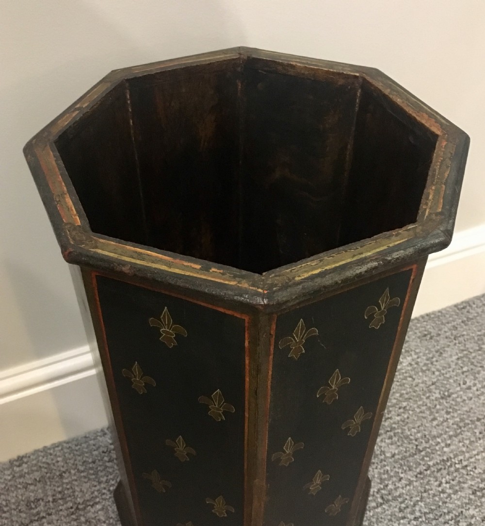 Antique Octagonal Painted Wooden Stick Stand View V