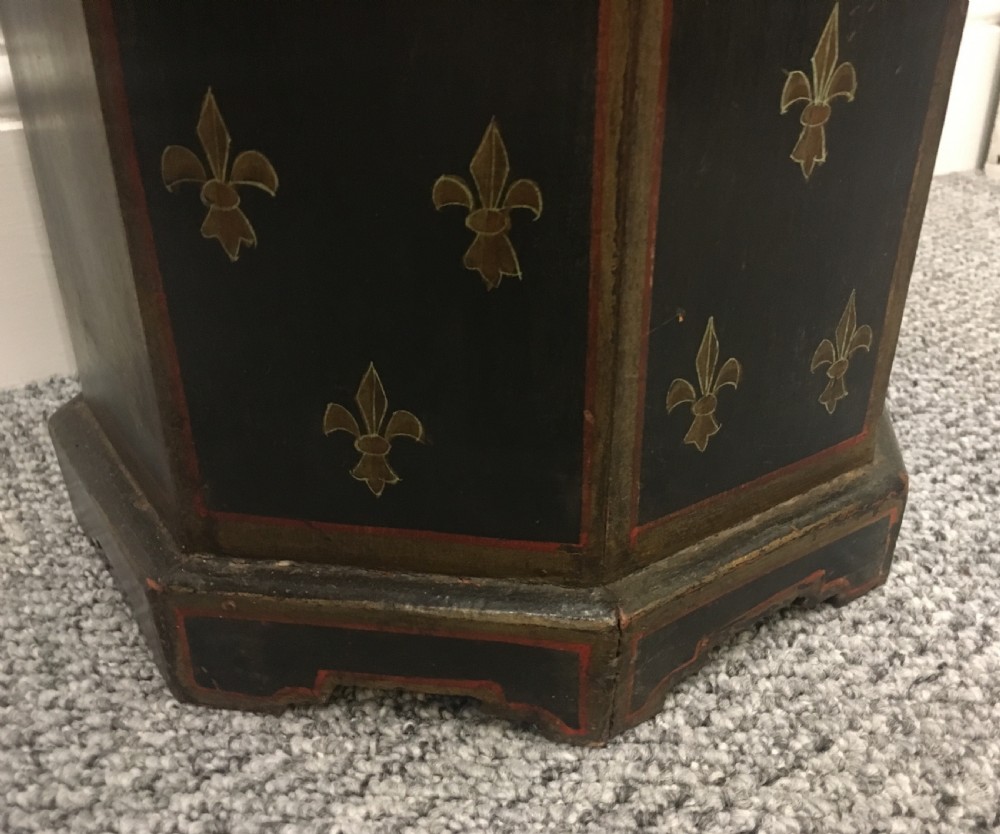 Antique Octagonal Painted Wooden Stick Stand View VI