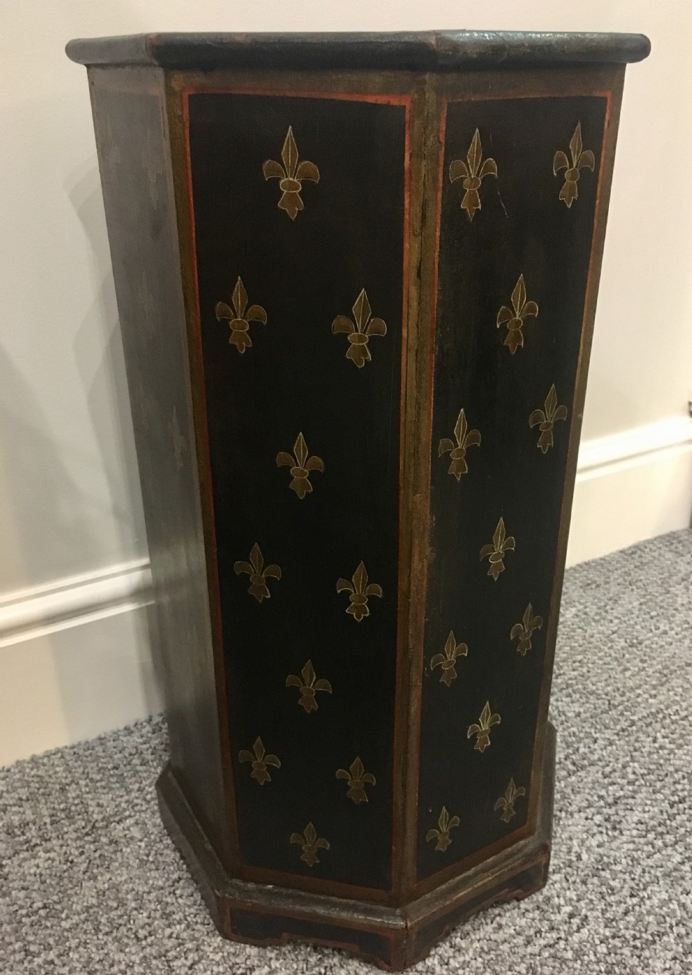 Antique Octagonal Painted Wooden Stick Stand View VII