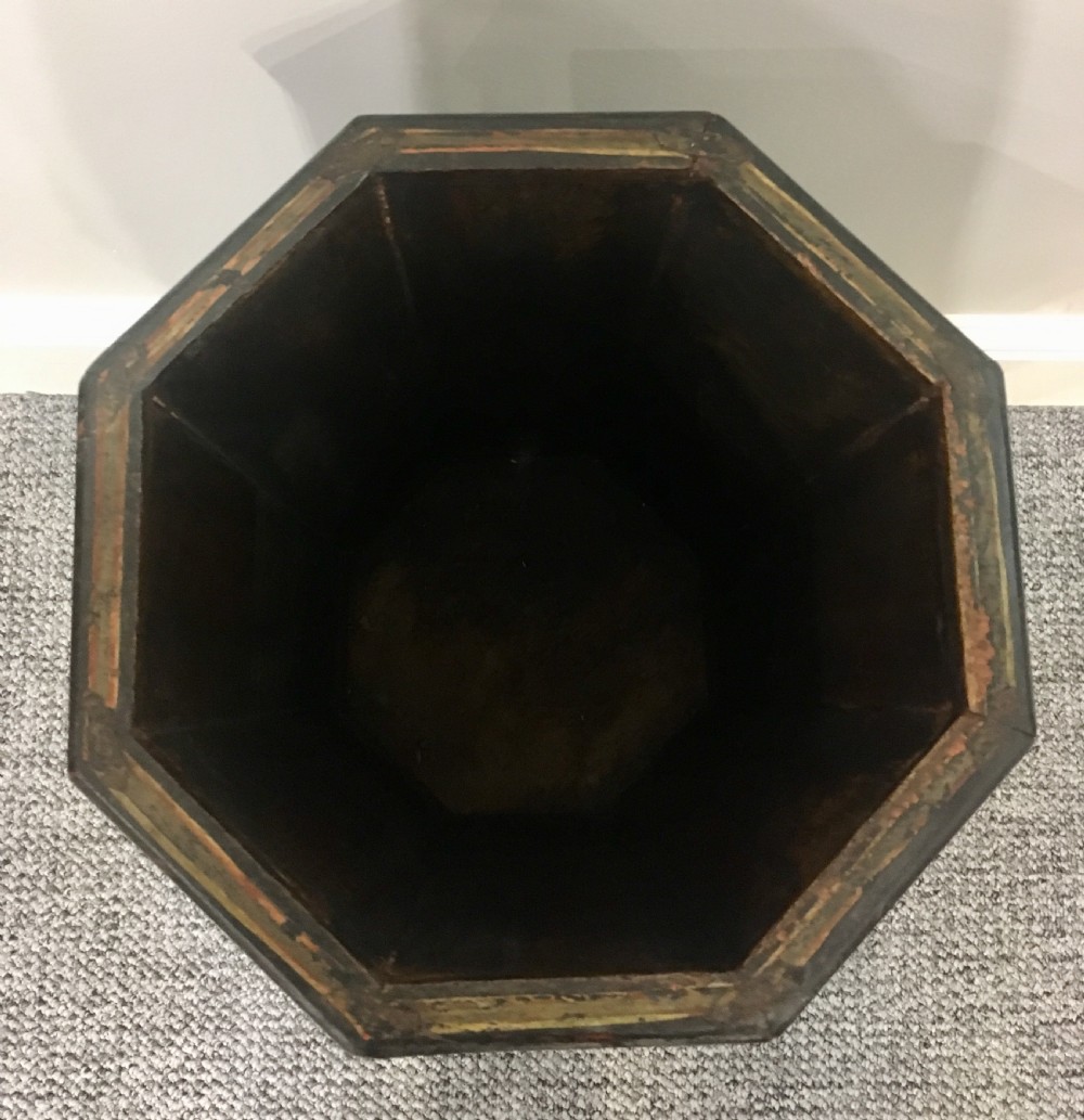 Antique Octagonal Painted Wooden Stick Stand View VIII
