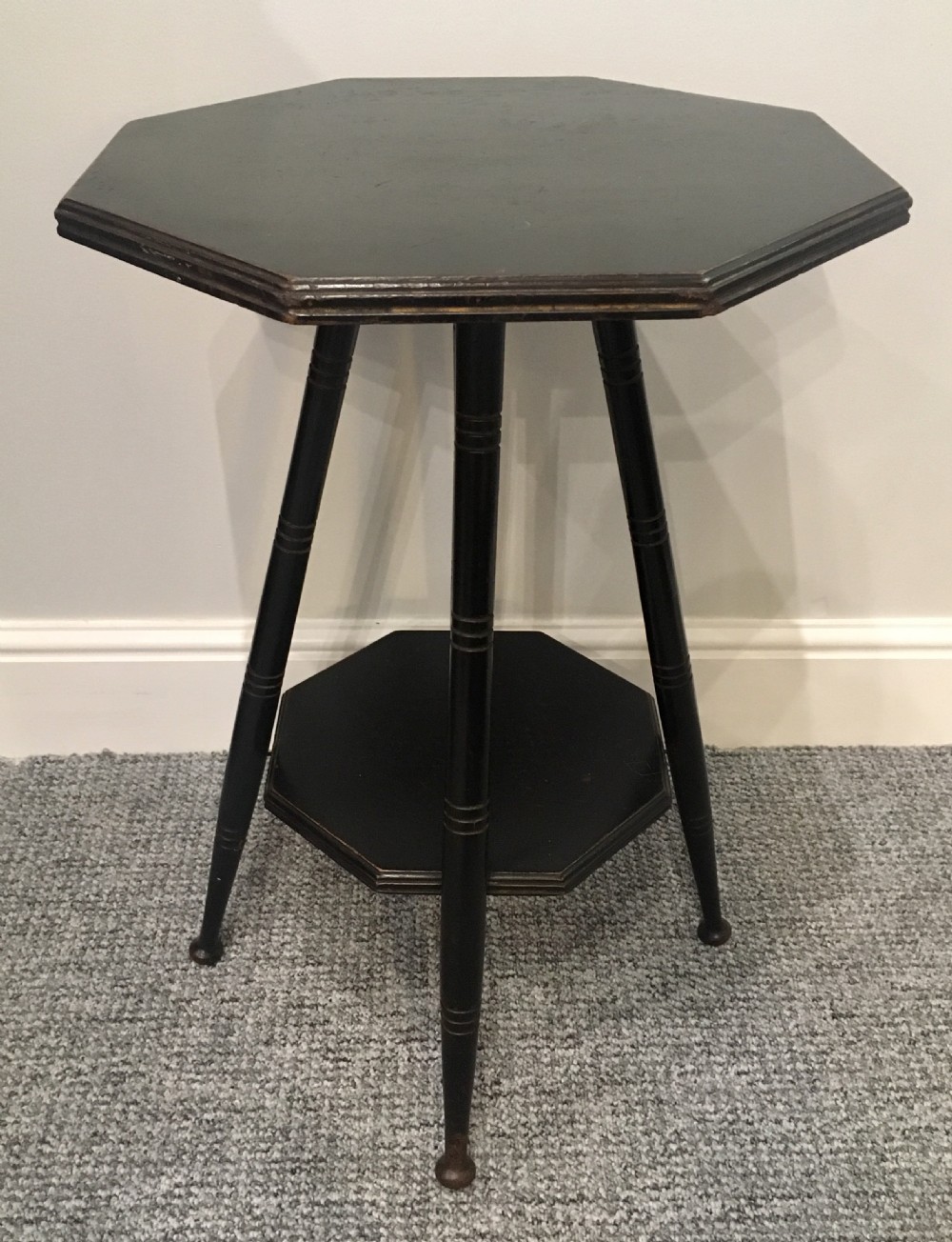 Antique Aesthetic Octagonal Ebonised Side Table manner of E.W. Godwin