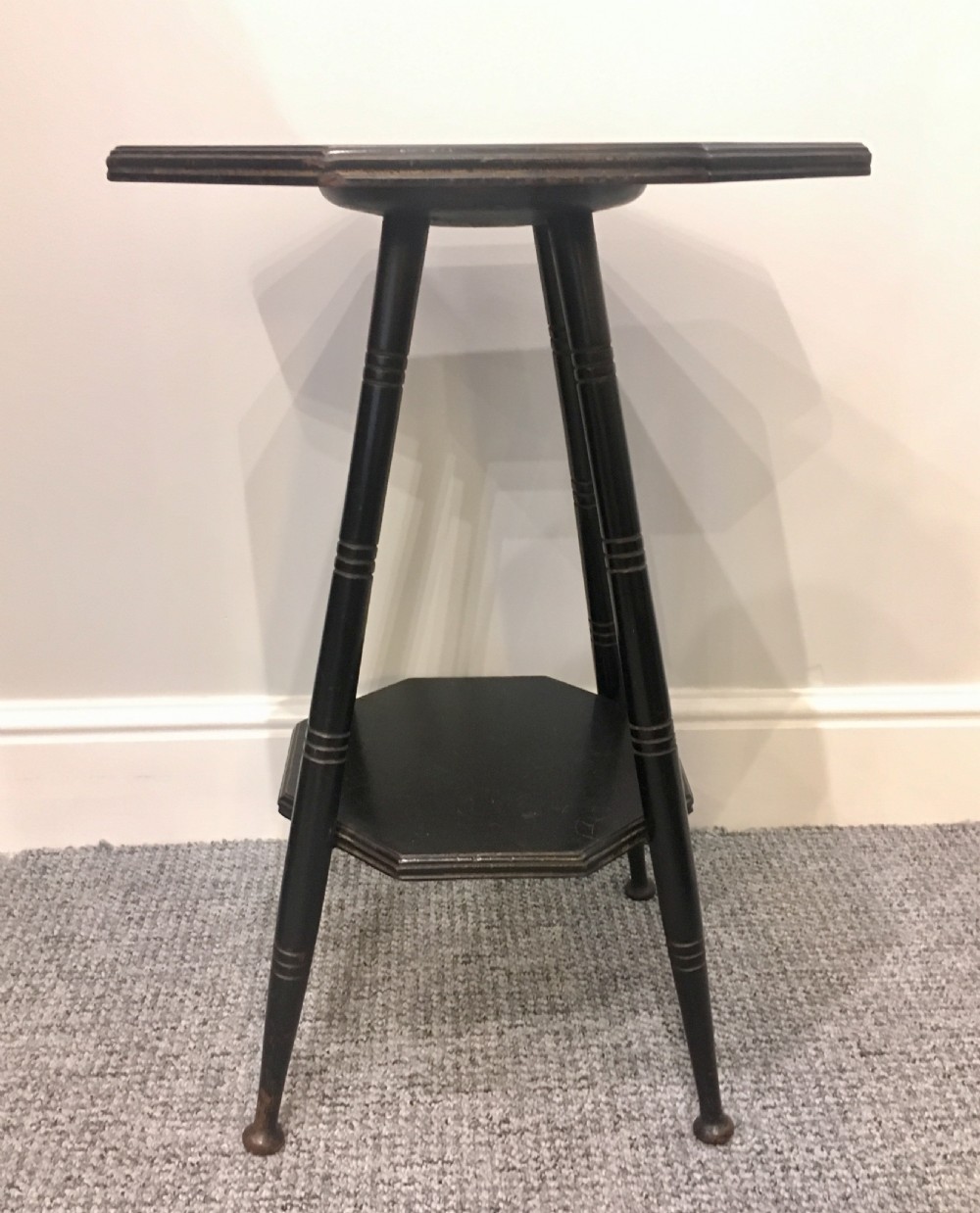 Antique Aesthetic Octagonal Ebonised Side Table manner of E.W. Godwin View II