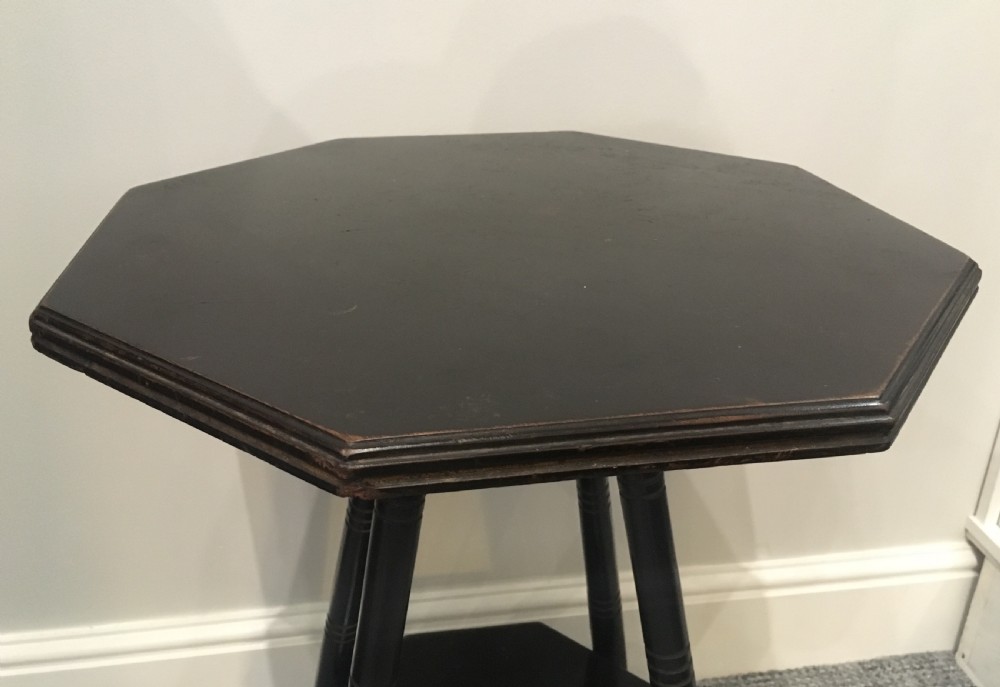 Antique Aesthetic Octagonal Ebonised Side Table manner of E.W. Godwin View IV