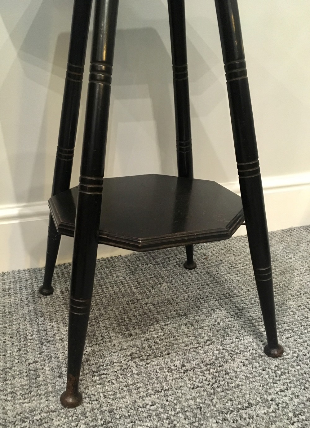 Antique Aesthetic Octagonal Ebonised Side Table manner of E.W. Godwin View V