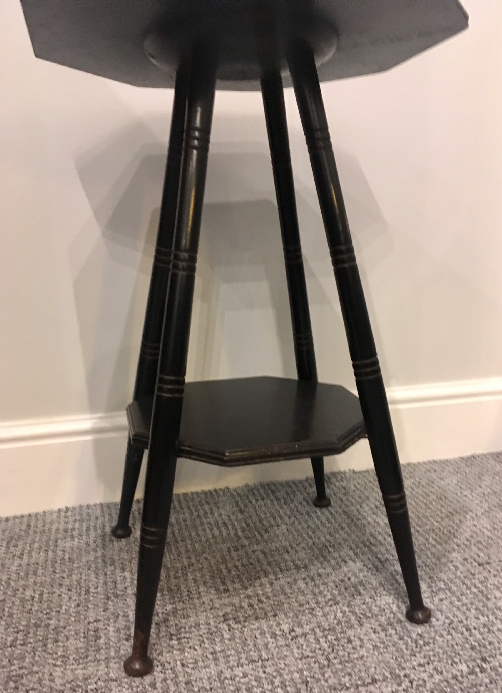 Antique Aesthetic Octagonal Ebonised Side Table manner of E.W. Godwin View VI