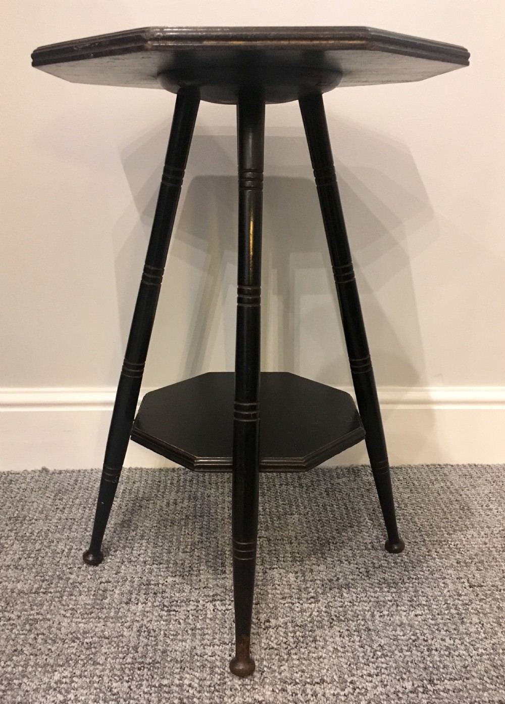 Antique Aesthetic Octagonal Ebonised Side Table manner of E.W. Godwin View IX