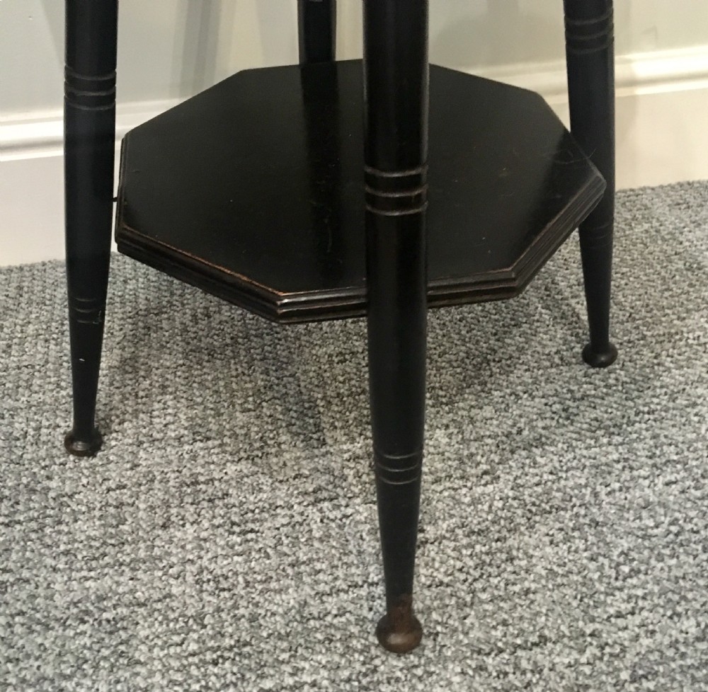 Antique Aesthetic Octagonal Ebonised Side Table manner of E.W. Godwin View X