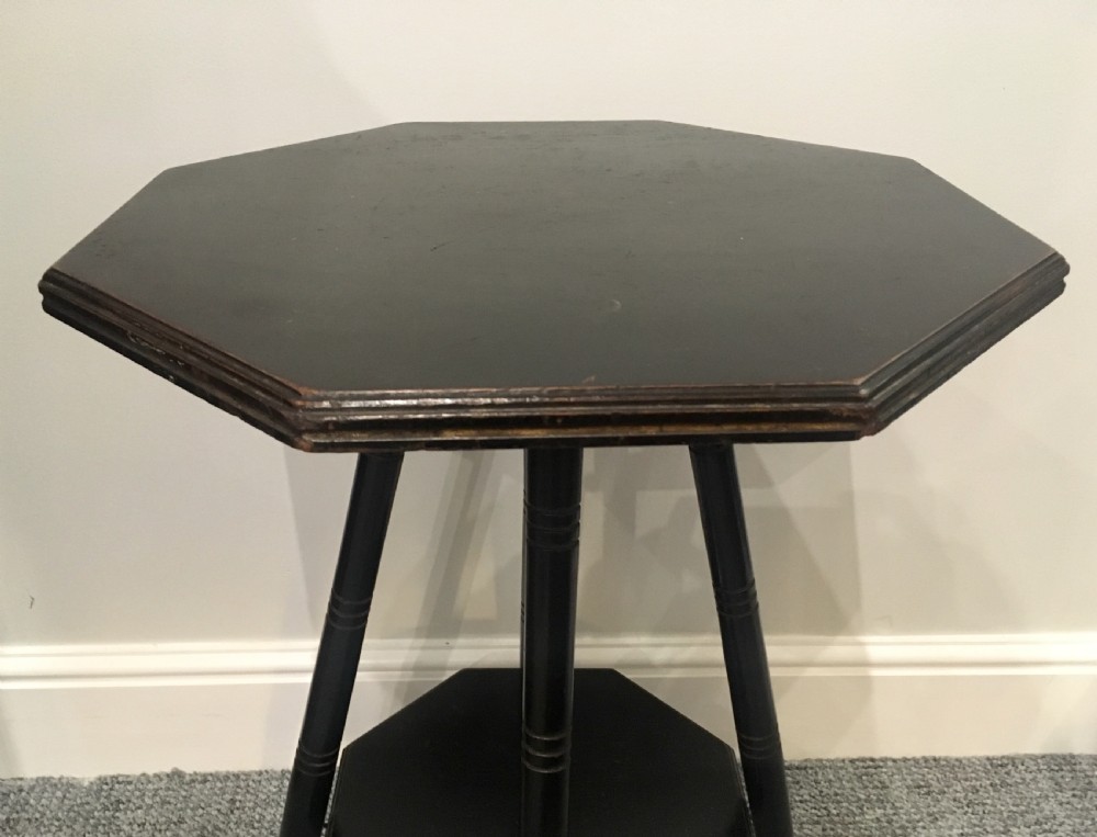 Antique Aesthetic Octagonal Ebonised Side Table manner of E.W. Godwin View XI