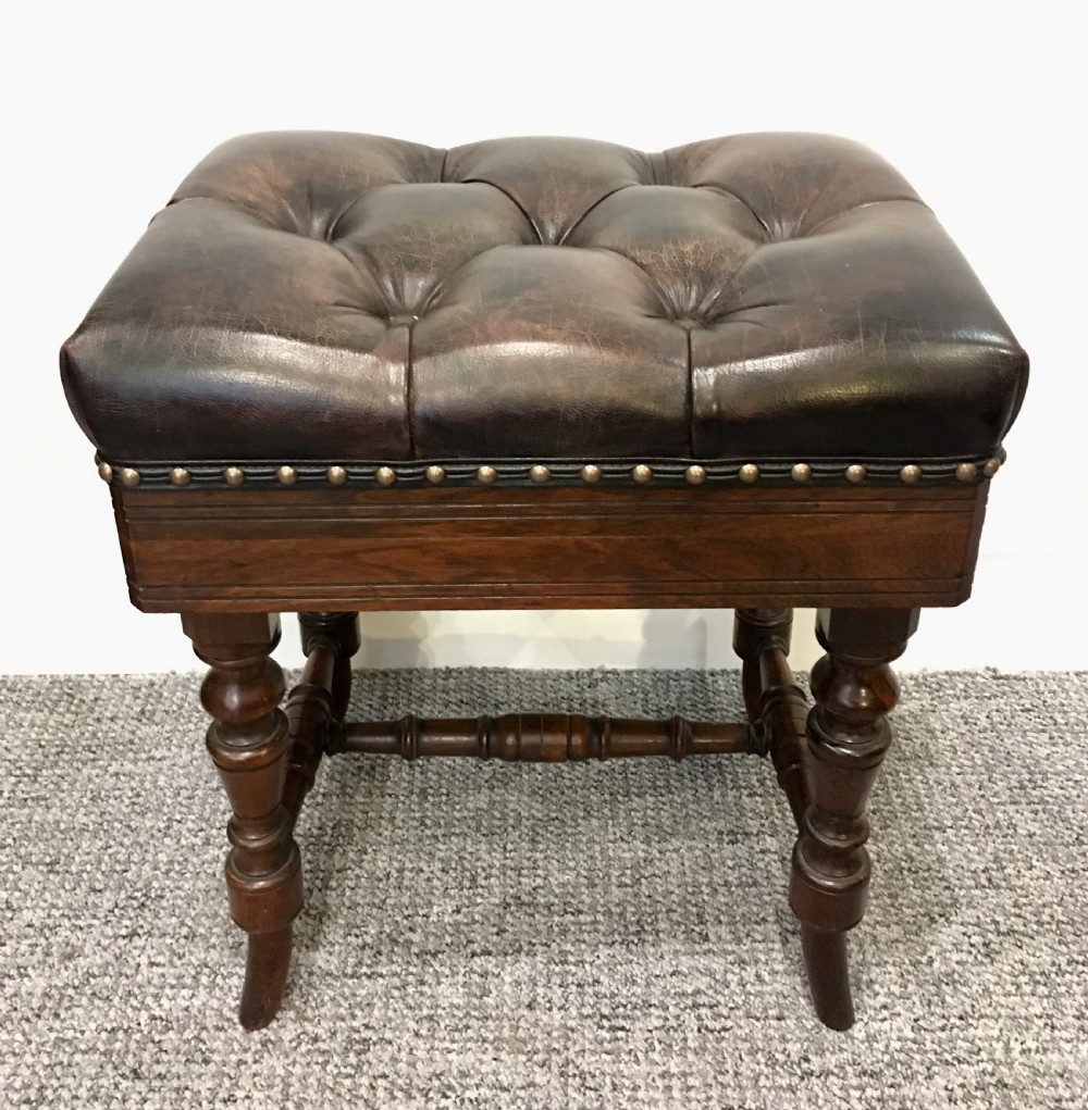 Antique Victorian Rosewood Adjustable Piano Stool Marsdens Patent 