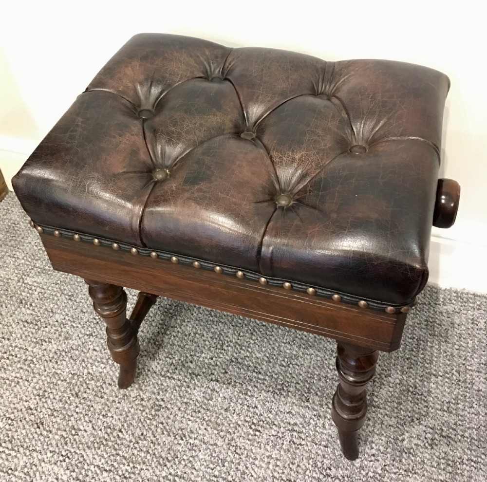 Antique Victorian Rosewood Adjustable Piano Stool Marsdens Patent  View III
