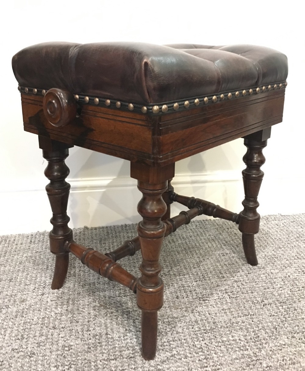Antique Victorian Rosewood Adjustable Piano Stool Marsdens Patent  View IV