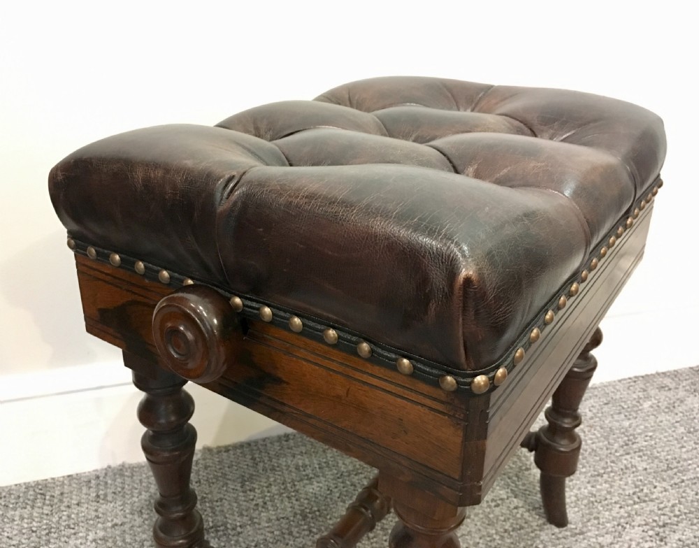 Antique Victorian Rosewood Adjustable Piano Stool Marsdens Patent  View V