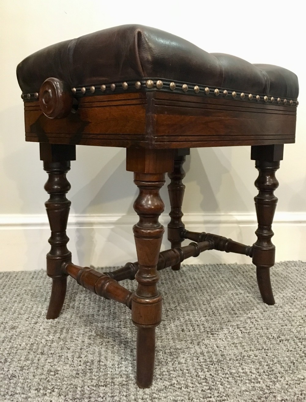 Antique Victorian Rosewood Adjustable Piano Stool Marsdens Patent  View VI