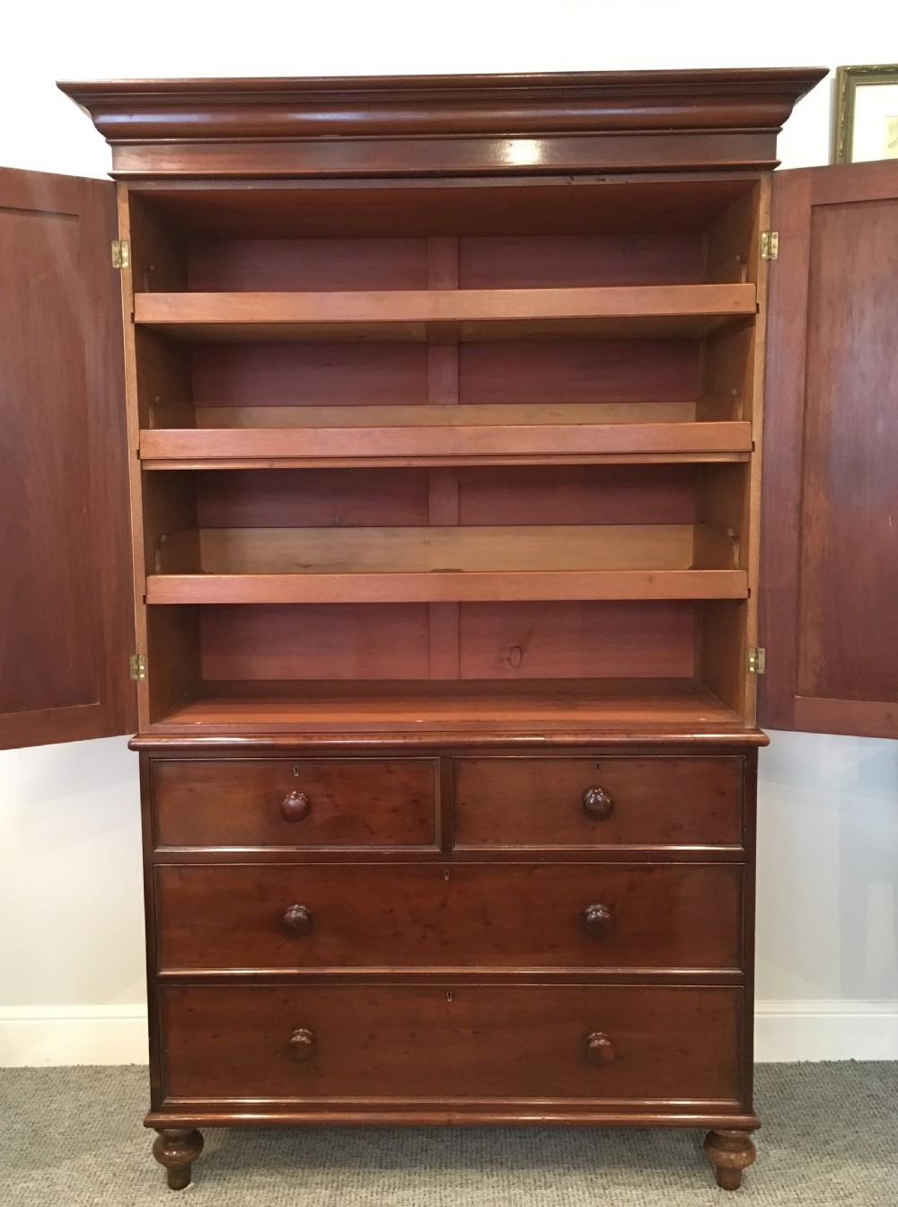 Antique Victorian Mahogany Linen Press Cupboard