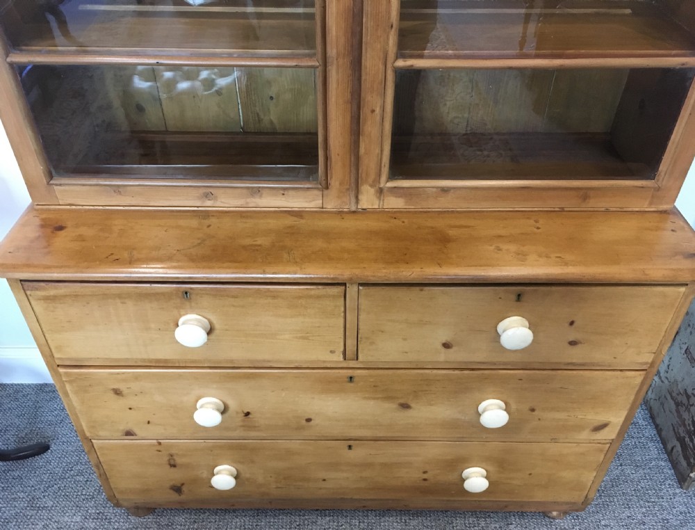 Antique Victorian Stripped Pine Glazed Kitchen Dresser View III