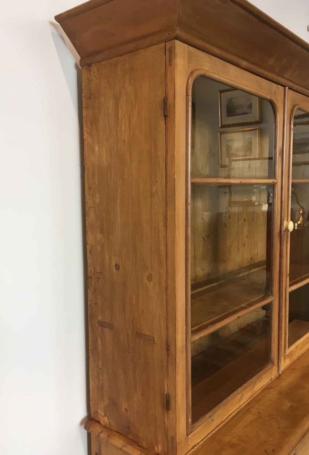 Antique Victorian Stripped Pine Glazed Kitchen Dresser View VI