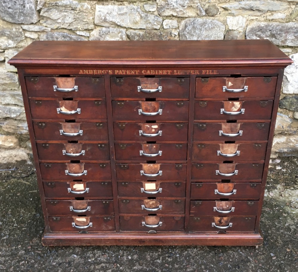 Antique Ambergs Patent Cabinet Letter File Drawers View II