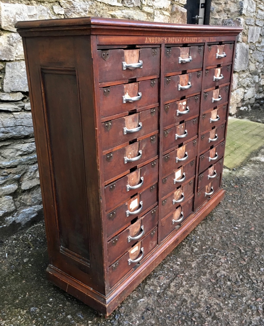 Antique Ambergs Patent Cabinet Letter File Drawers View III