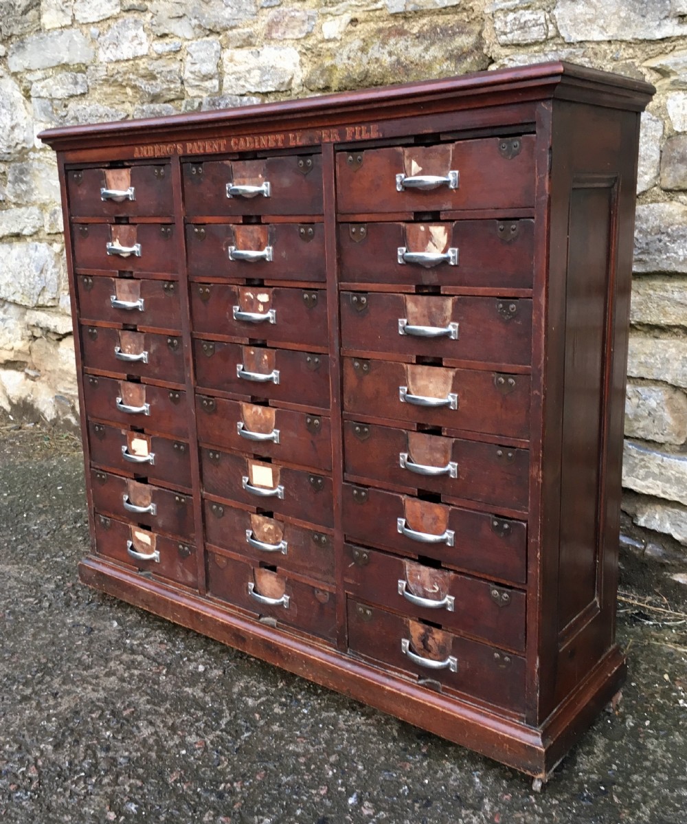 Antique Ambergs Patent Cabinet Letter File Drawers View V