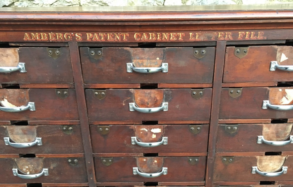 Antique Ambergs Patent Cabinet Letter File Drawers View VIII