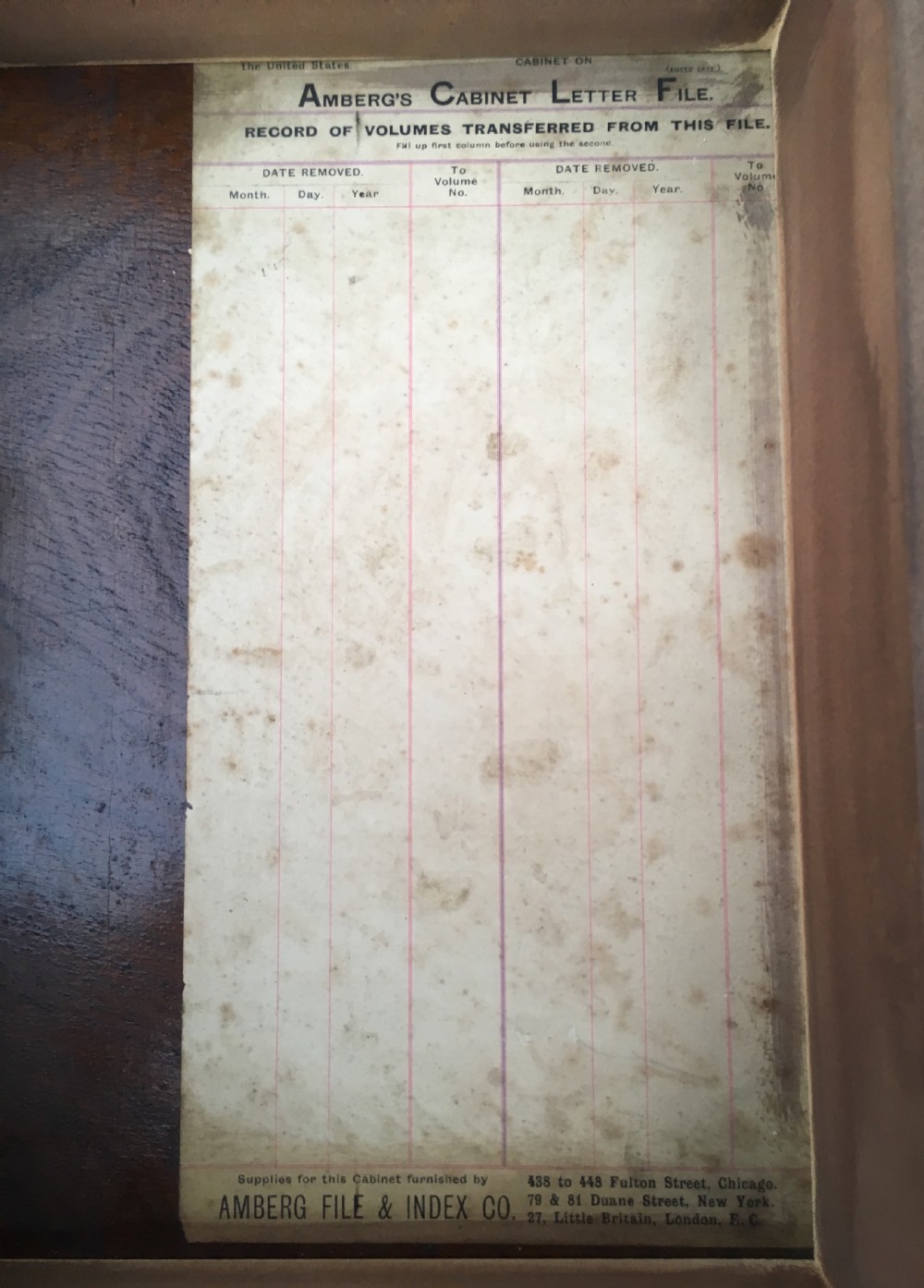Antique Ambergs Patent Cabinet Letter File Drawers View XI