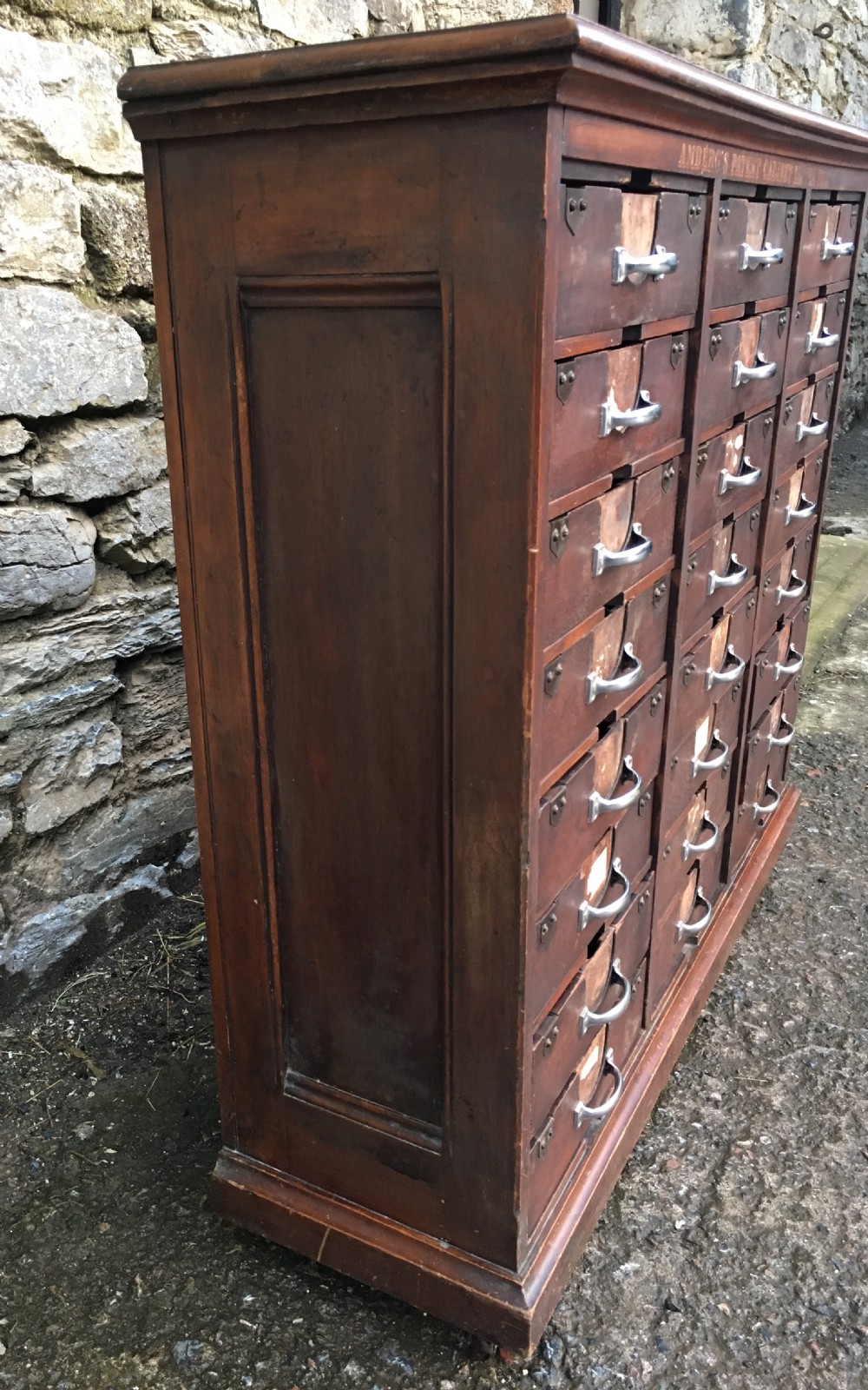 Antique Ambergs Patent Cabinet Letter File Drawers View XII