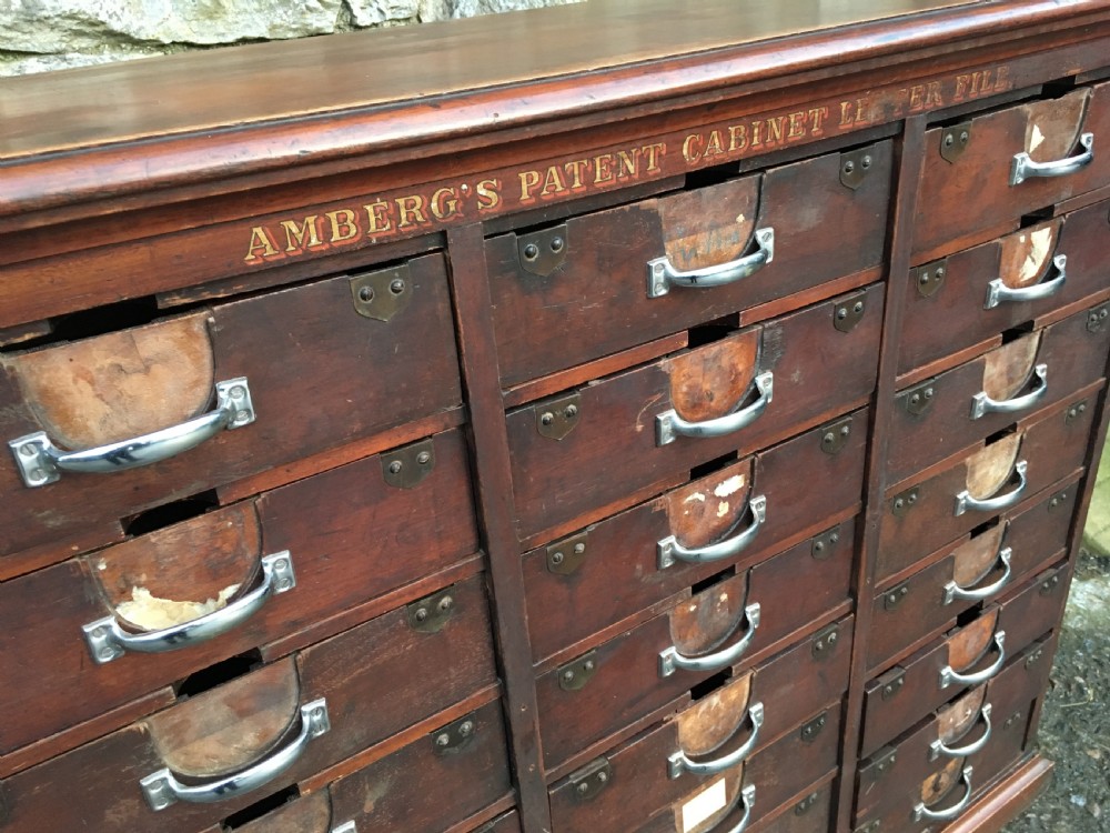Antique Ambergs Patent Cabinet Letter File Drawers View XV