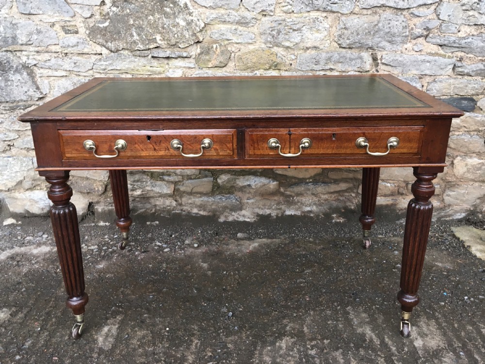 Antique Victorian Oak Library Writing Table 