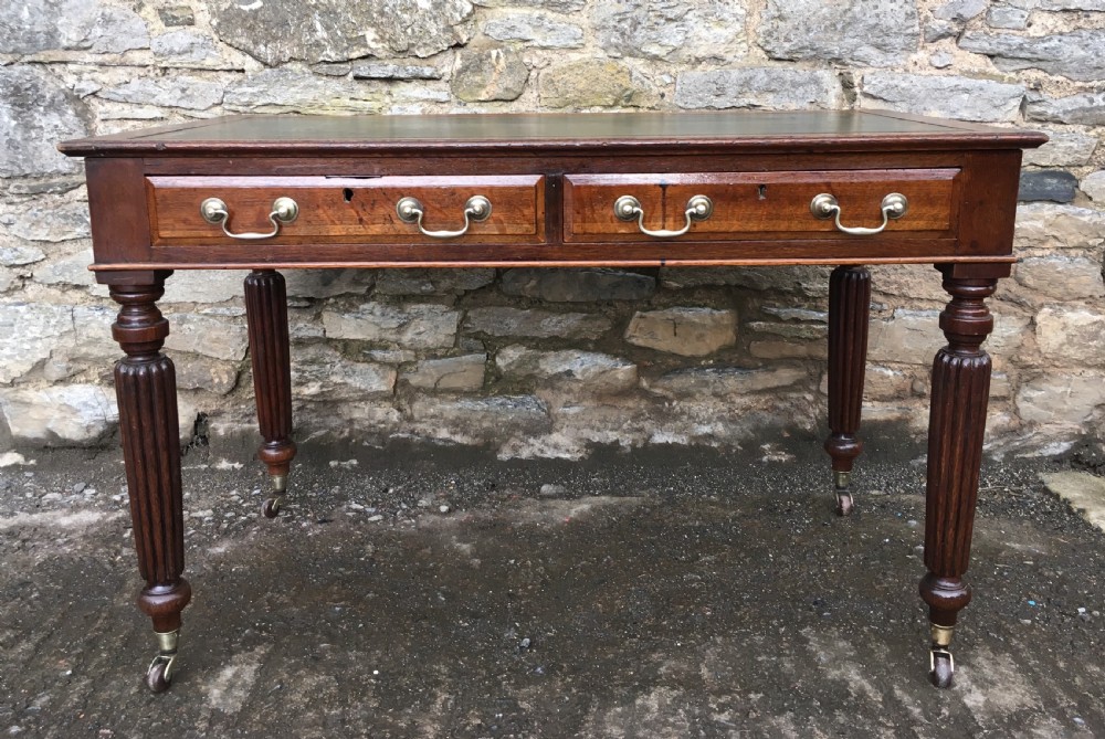 Antique Victorian Oak Library Writing Table  View II