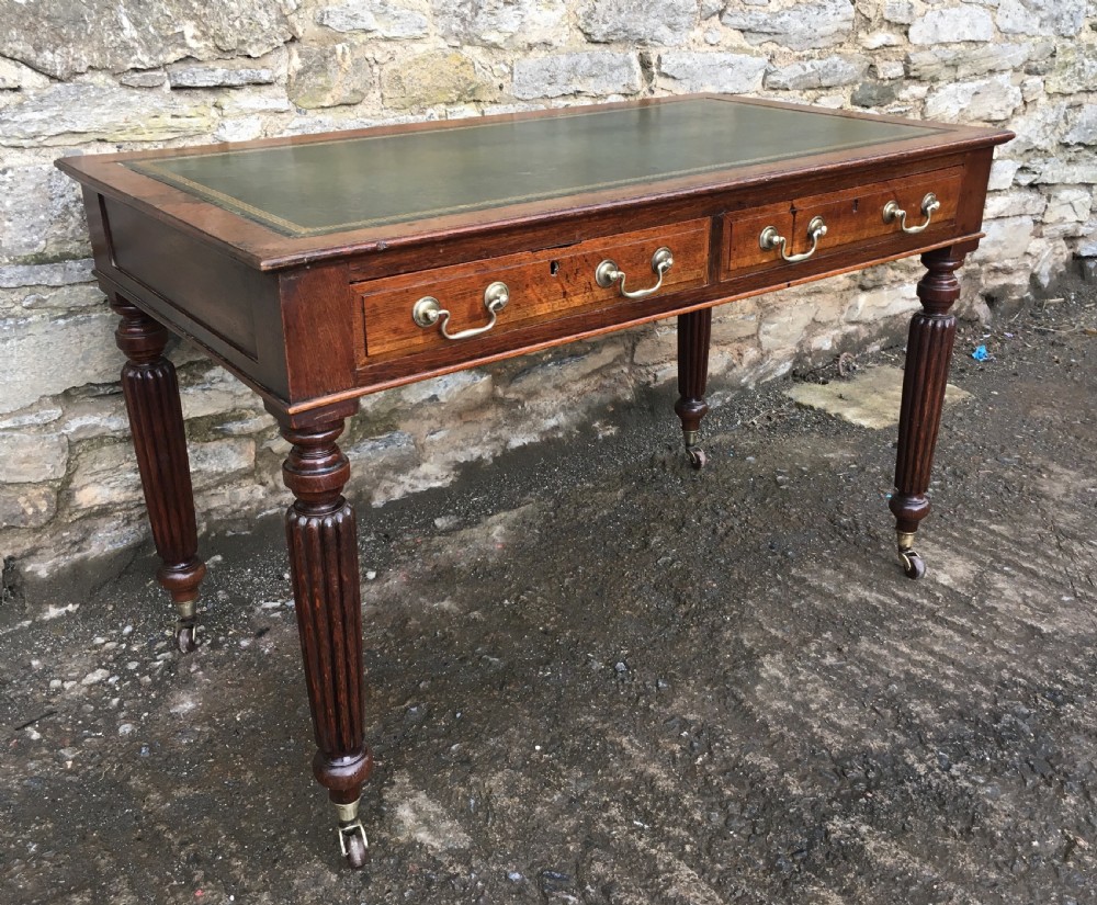 Antique Victorian Oak Library Writing Table  View III