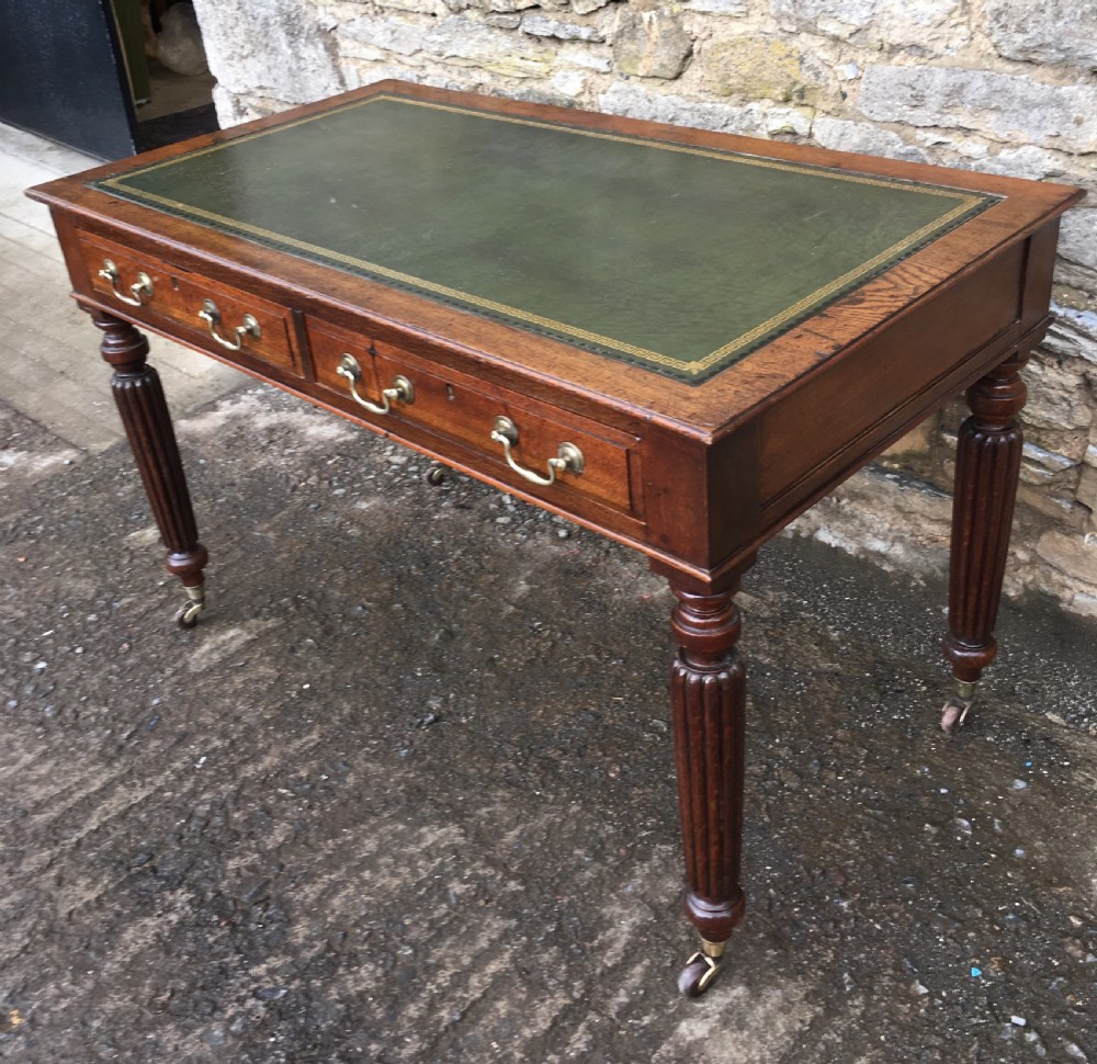 Antique Victorian Oak Library Writing Table  View V